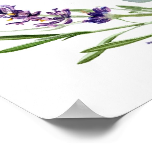 Lavendel eucalyptus welkom bruiloft poster (Hoek)