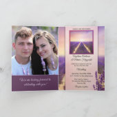 Lavendel Europese gevouwen bruiloft uitnodiging (Binnen)