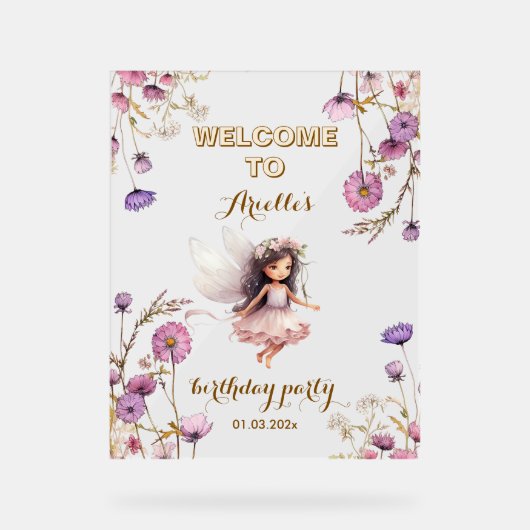 Lavendel Fairy wilde bloem bedankt Acryl Bord (Voorkant)