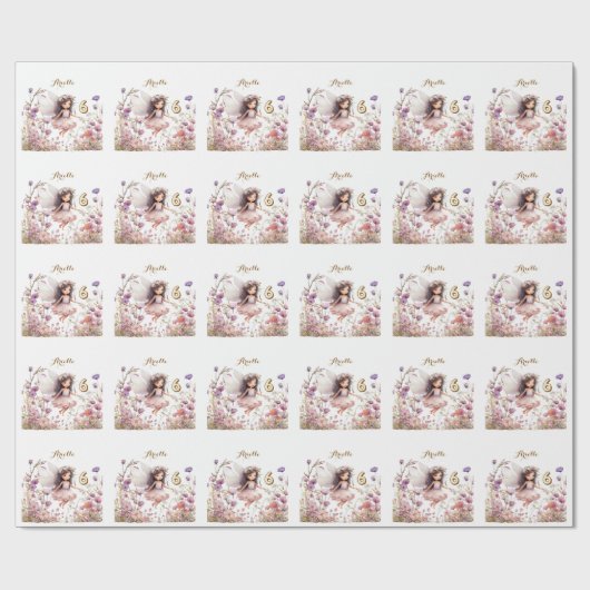 Lavendel Fairy wilde bloem pixie verjaardag Cadeaupapier (Vlak)