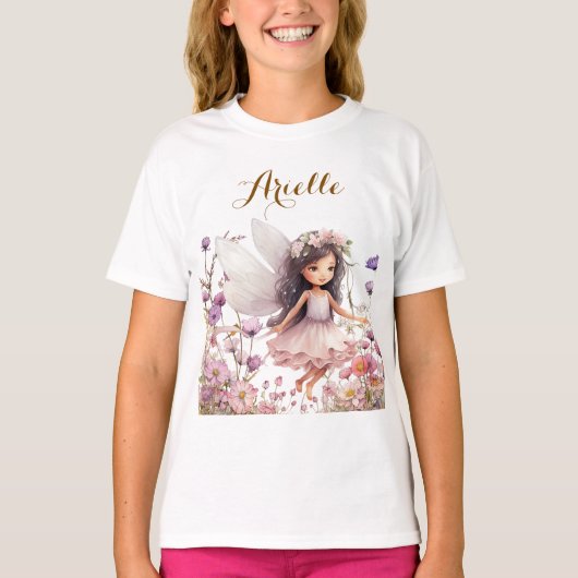 Lavendel Fantasy Fairy wildflower pastel T-shirt (Voorkant)