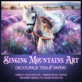 Lavendel Fantasy Meisje en Paard Decoupage Tissuepapier