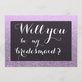 Lavendel Faux Glitter wordt mijn bruidsmeisje Kaart