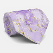 lavendel faux gold fluid marble stropdas (Opgerold)