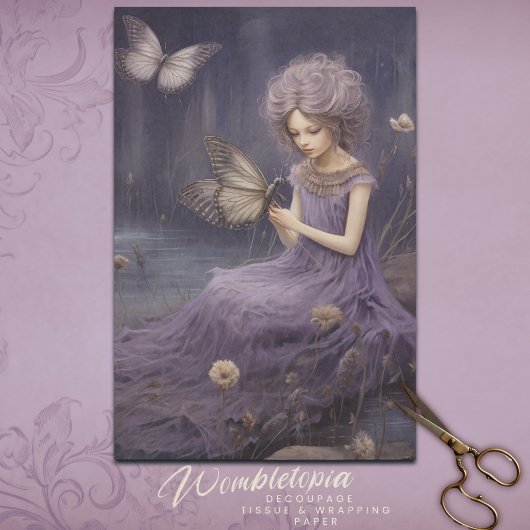  lavendel fee grillige tuin, decoupage tissuepapier