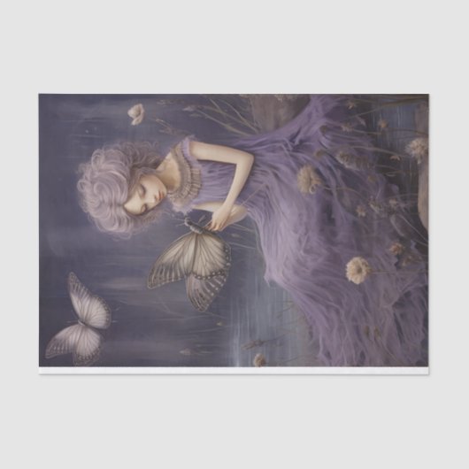  lavendel fee grillige tuin, decoupage tissuepapier (Voorkant)