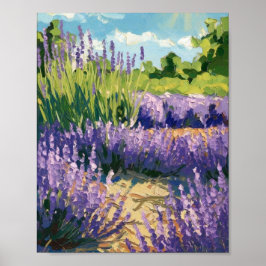 Lavendel Field Poster – Zachte Impressionistische 