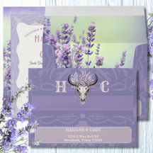 Lavendel Field Westerne bruiloft uitnodiging envel