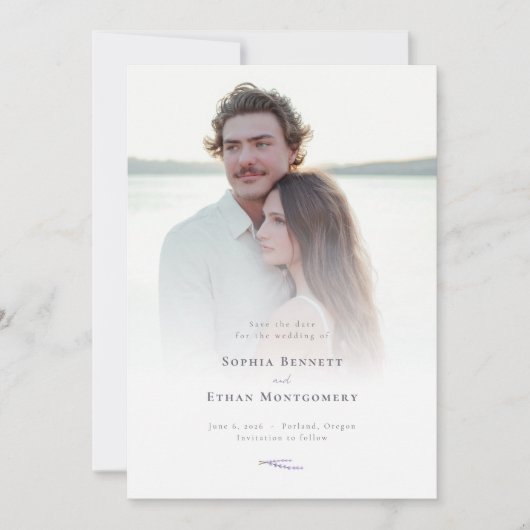 Lavendel Fields bruiloft foto Save The Date (Voorkant)