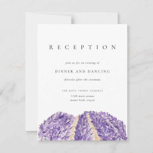 Lavendel Fields Bruiloft Receptie Enclosure Kaart (Voorkant)