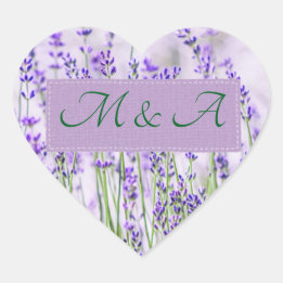 Lavendel Fields Wedding Heart Stickers