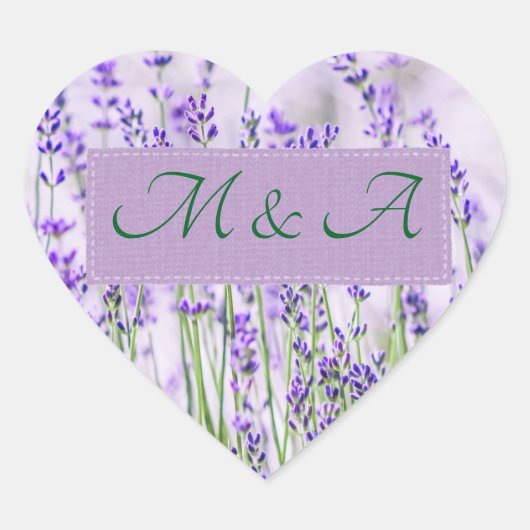 Lavendel Fields Wedding Heart Stickers (Voorkant)