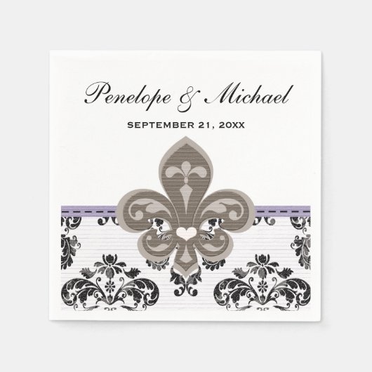 Lavendel Fleur de Lis Wedding Servet (Voorkant)