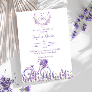 Lavendel Floral Bicycle Baby shower Kaart
