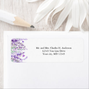 Lavendel Floral Botanical Bruiloft retouradres Etiket