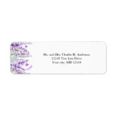 Lavendel Floral Botanical Bruiloft retouradres Etiket (Voorkant)