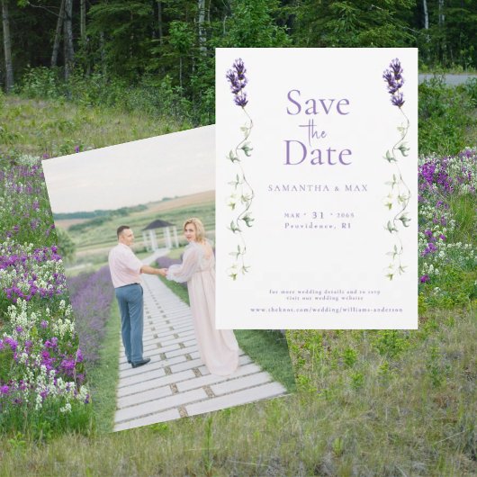 Lavendel Floral De Twee van ons Foto Save the Date