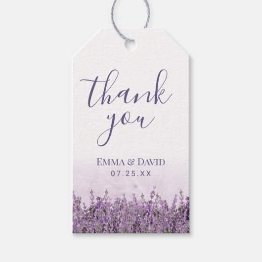 Lavendel Floral Elegant Bruiloft Favor Cadeaulabel (Voorkant)