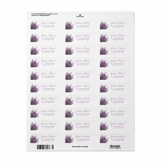 Lavendel Floral Elegant Paarse bruiloft Etiket (Full Sheet)
