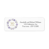 Lavendel Floral Garland 50e trouwadres Etiket (Voorkant)