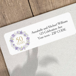 Lavendel Floral Garland 50e trouwadres Etiket