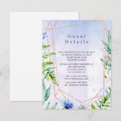 Lavendel Floral Geometrische bruiloft Gast Details Informatiekaartje (Voorkant / Achterkant)