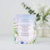 Lavendel Floral Geometrische bruiloft Gast Details Informatiekaartje (Staand voorkant)