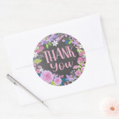 Lavendel Floral krans krijtbord dank u Ronde Sticker (Envelop)