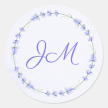 Lavendel Floral krans Monogram bruiloft Stickers