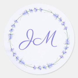 Lavendel Floral krans Monogram bruiloft Stickers