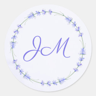 Lavendel Floral krans Monogram bruiloft Stickers