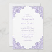 Lavendel Floral Lace Wedding Kaart (Voorkant)