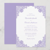 Lavendel Floral Lace Wedding Kaart (Voorkant / Achterkant)