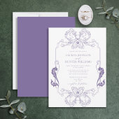  lavendel Floral Line Art Monogram Weddenschap Kaart