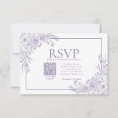  lavendel Floral Line Art QR Code RSVP (Voorkant)