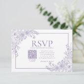  lavendel Floral Line Art QR Code RSVP (Staand voorkant)