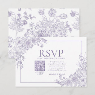  lavendel Floral Line Art QR Code RSVP