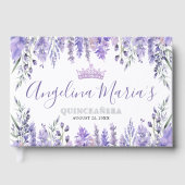 Lavendel Floral Paarse Quinceanera Gastenboek (Voorkant)