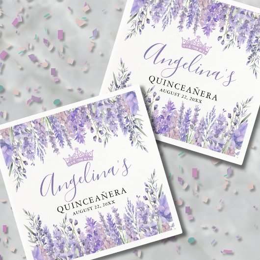 Lavendel Floral Paarse Quinceanera Servet