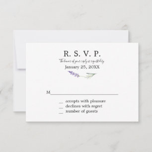 Lavendel Floral Response Kaarten RSVP Kaartje