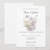 Lavendel Floral Spaanse bruiloft uitnodiging (Voorkant / Achterkant)