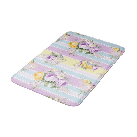 Lavendel Floral Striped Badmat (Gekanteld)