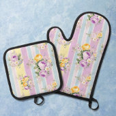 Lavendel Floral Striped Ovenwant & Pannenlap Set
