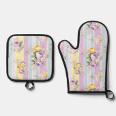 Lavendel Floral Striped Ovenwant & Pannenlap Set (Voorkant)