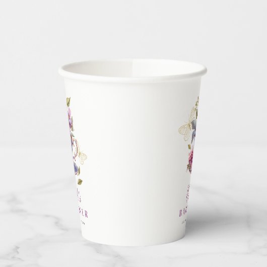 Lavendel Floral Tea Cup Baby shower papieren beker (Links)