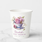 Lavendel Floral Tea Cup Baby shower papieren beker (Voorkant)