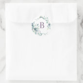 Lavendel Floral Waterverf krans Monogram Ronde Sticker (Tas)