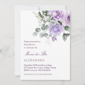 Lavendel Floral Waterverf Peony Baby shower Kaart (Voorkant)
