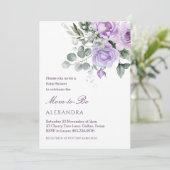 Lavendel Floral Waterverf Peony Baby shower Kaart (Staand voorkant)