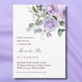 Lavendel Floral Waterverf Peony Baby shower Kaart